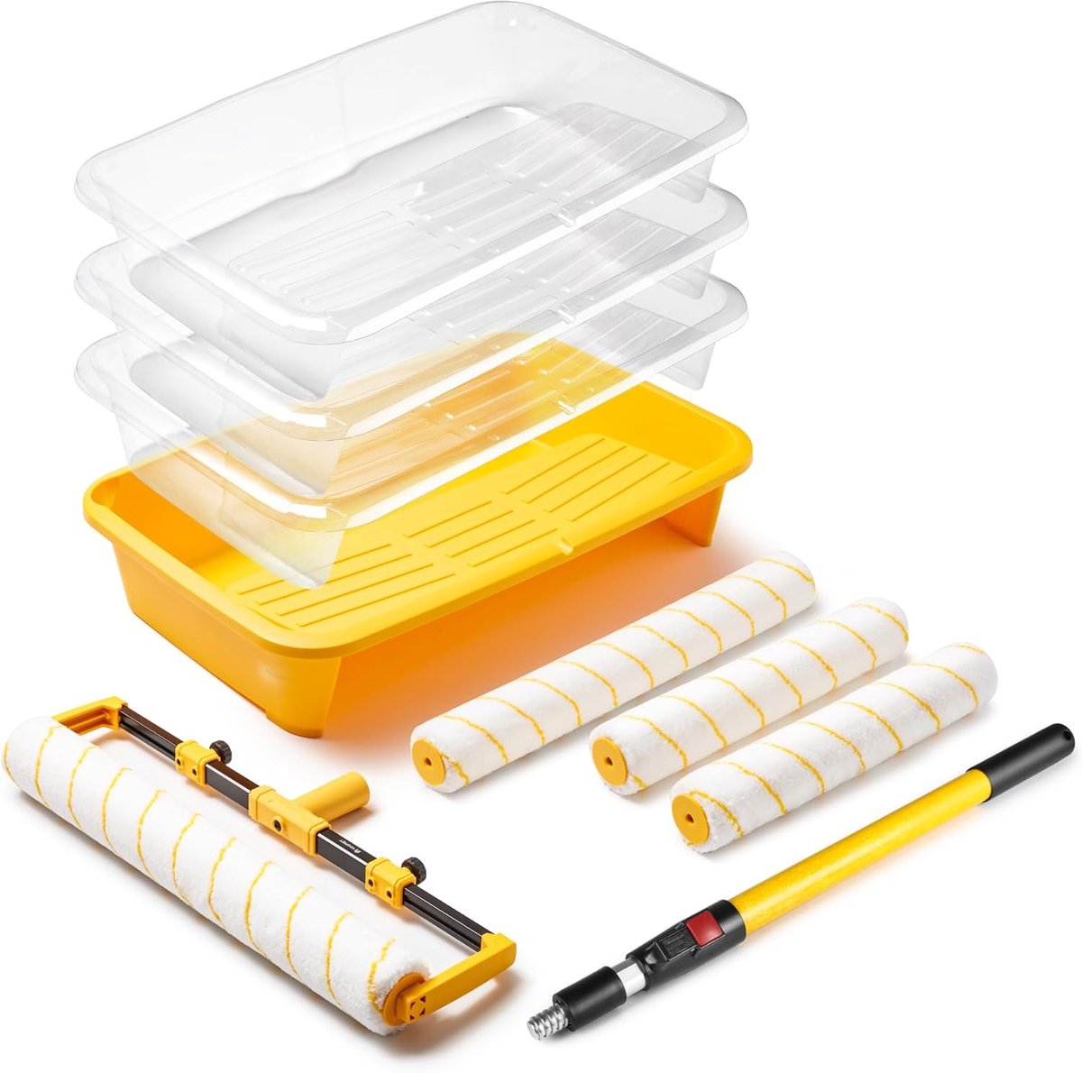 SnelShoppen - Verfrollerset 45,7 cm met Microvezel Verfrollers, Verfrollerhouder en Verlengstang voor Binnenmuren en Ruimtes - Compleet Gereedschap vo
