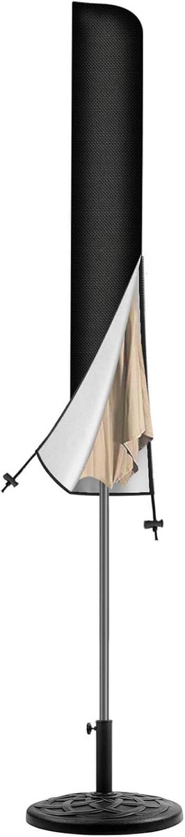 SnelShoppen - Parasol Beschermhoes Waterdicht UV-Bestendig Winddicht 140 x 25.5/27 cm Zwart voor Tuin, Camping en Feest