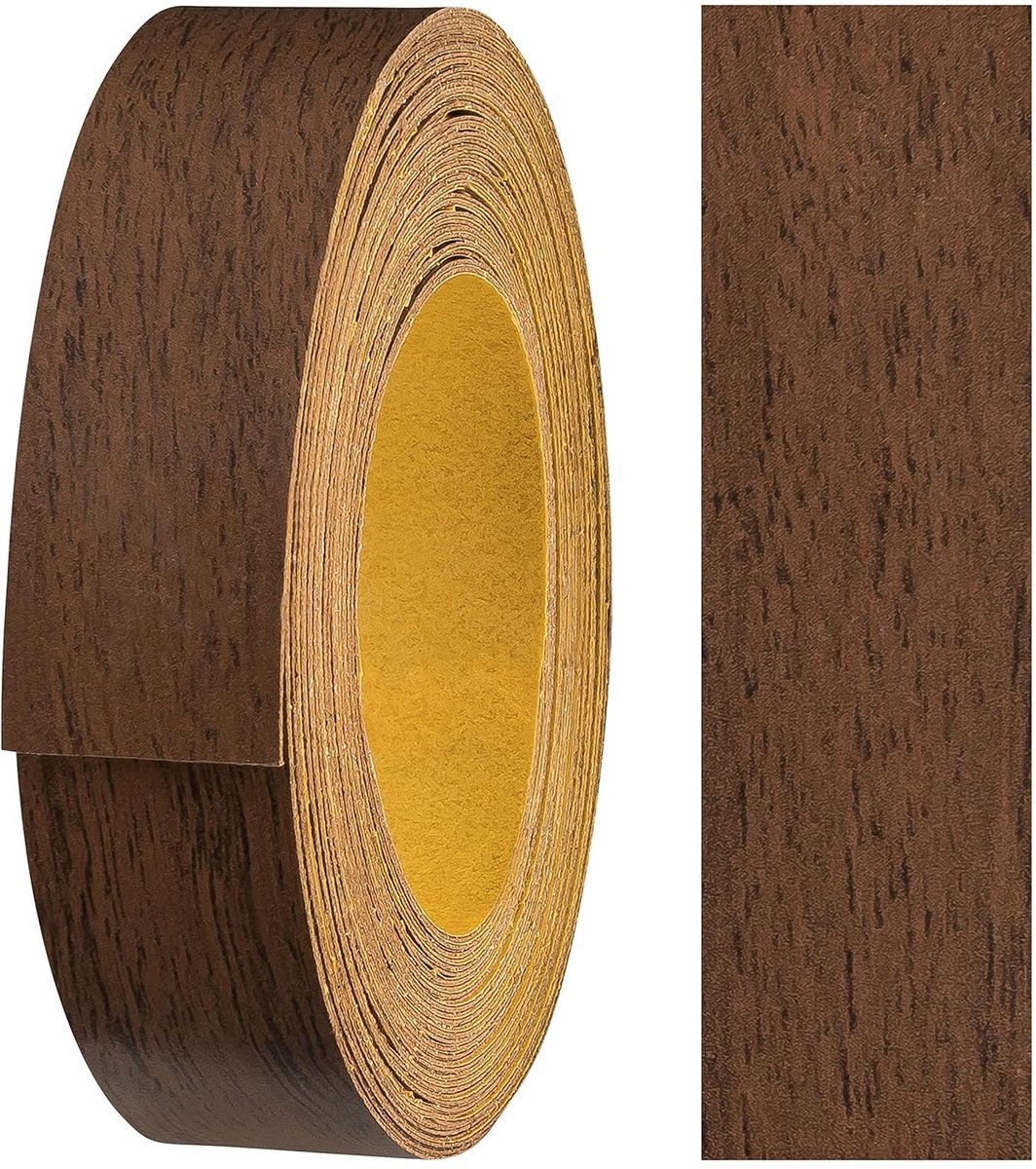 SnelShoppen - Melamine Edge Tape Zelfklevend 18 mm x 5 m - Furniture Edge Tape voor Meubelafwerking - Eenvoudige Toepassing zonder Strijken - Walnoot