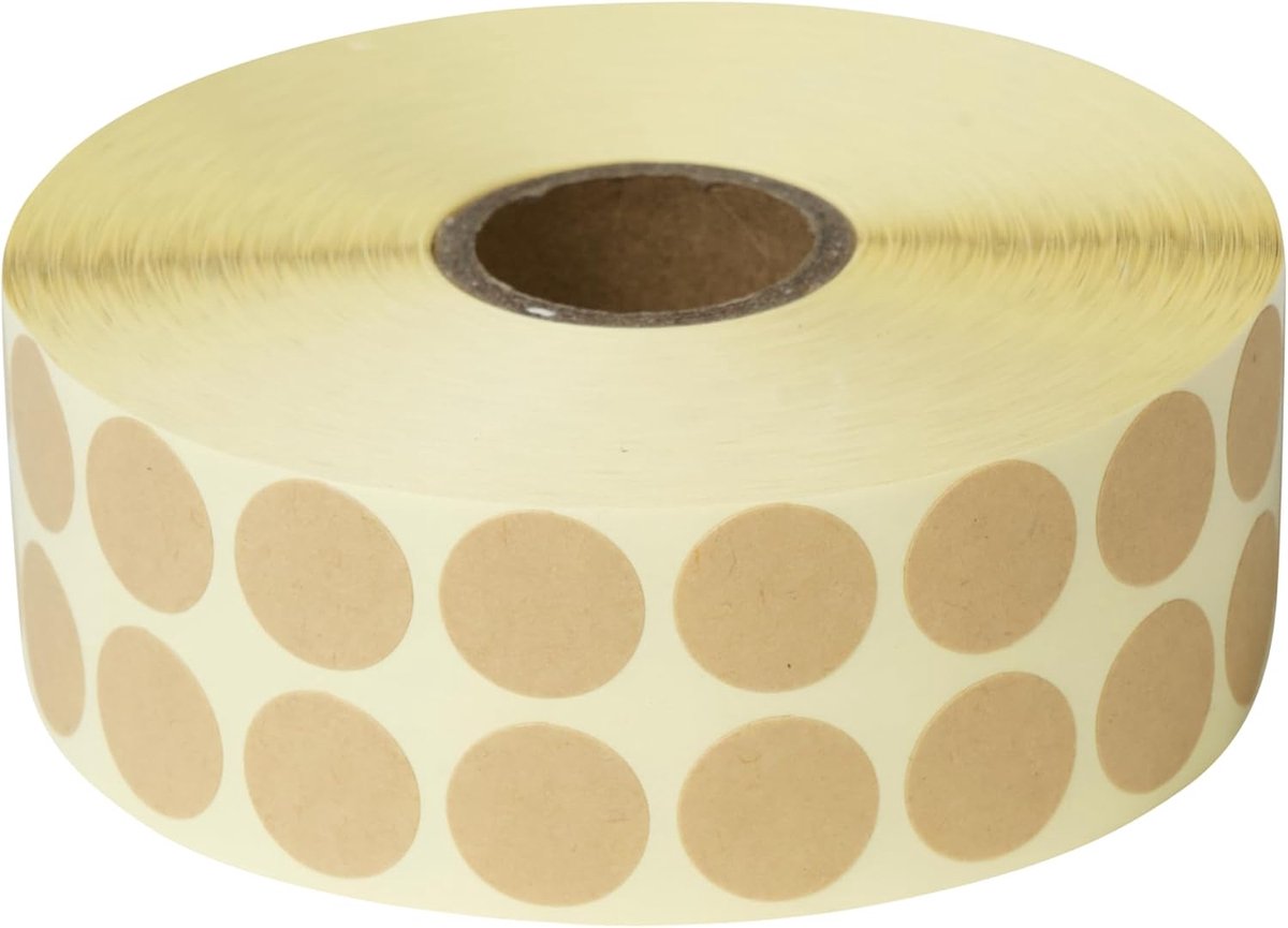 SnelShoppen - 4000 Kleurige Zelfklevende Punten op Rol - 15x15mm Bruin Kraft Papier - Ideaal voor Organisatie, Labelen en Creatief Gebruik