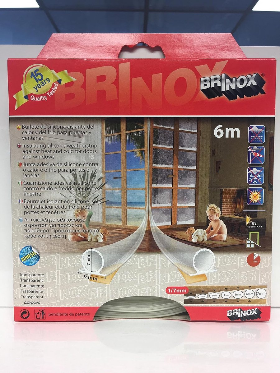 SnelShoppen - Silicone Dichtstrip Raam en Deur - Zelfklevende Isolatie met Luchtkamer - Warmte- en Geluidsisolatie 1-7 mm - Multicolour - 160g