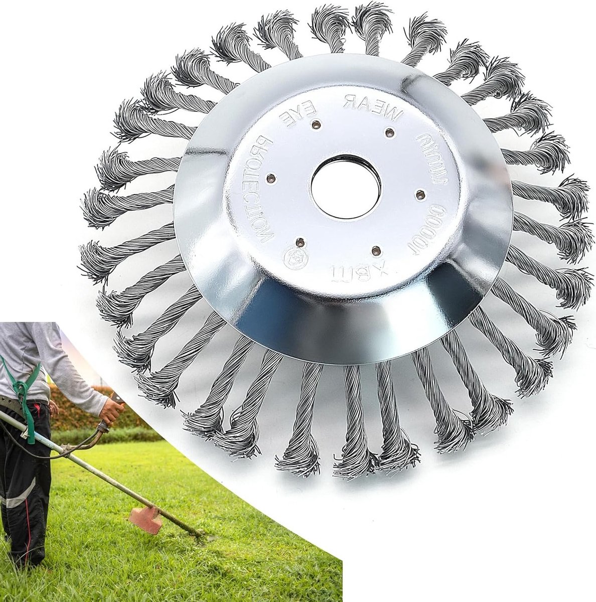 Krachtige 8" Grastrimmer Snijkop met Stalen Draadborstel voor Tuinonderhoud en Onkruidbestrijding, Geschikt voor Bosmaaier Accessoires