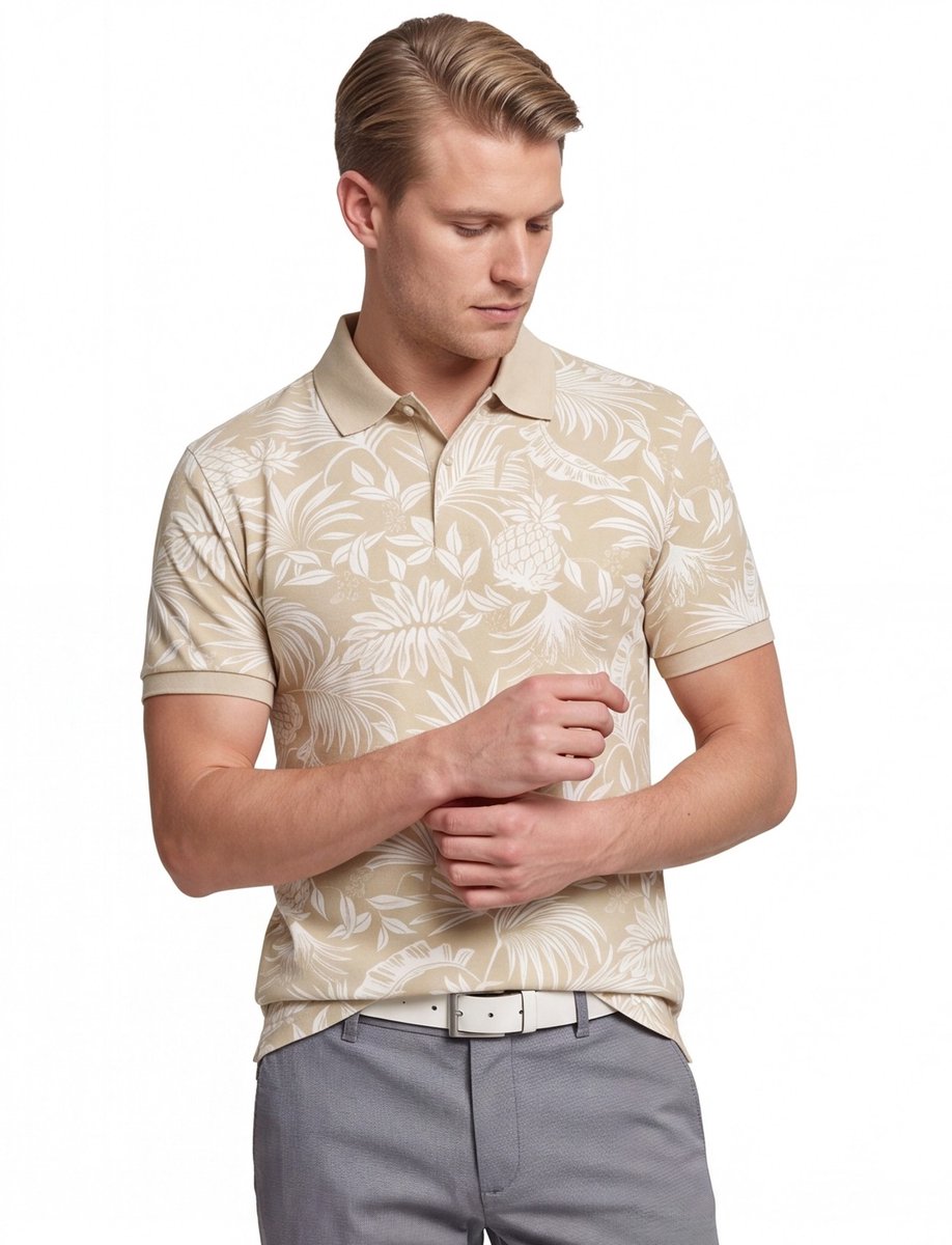 Gant poloshirt korte mouw beige