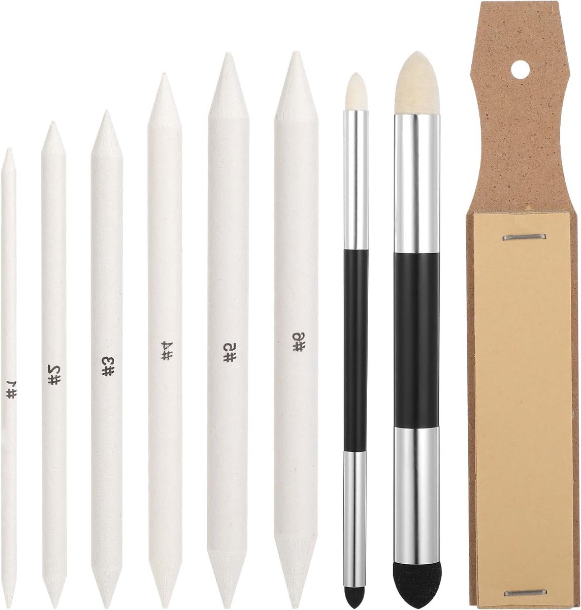 Set van 9 Stuks Papier Gum, Verschillende Gum voor Tekeningen, Blenden en Kunstprojecten, Ideaal voor Artiesten en Creatieve Klussen