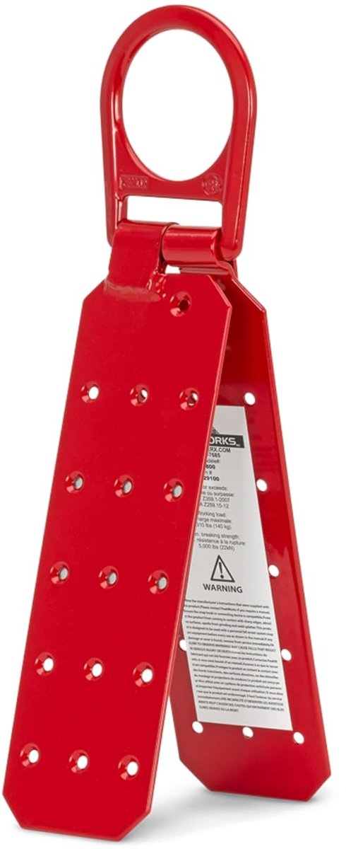 SnelShoppen - Herbruikbare Dakanker Beugel V8229100, Gehingd, OSHA/ANSI Conform, Voor Bouw en Industrie, Rood, 1 Persoon, 5000 kg Sterkte