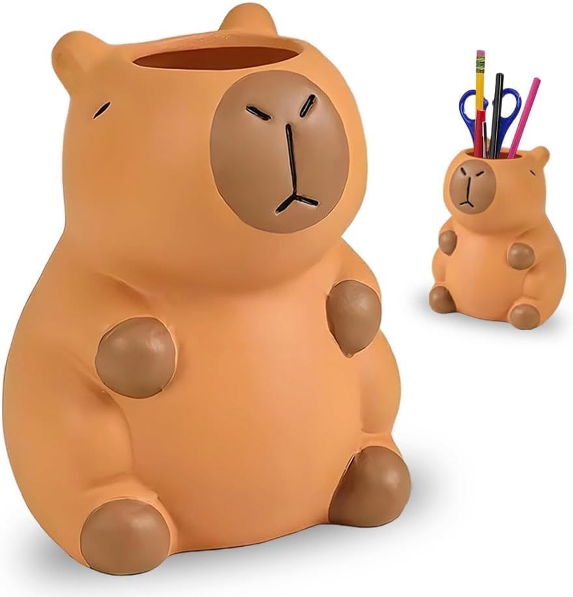 SnelShoppen - Capybara Ceramische Penhouder - Schattig Dier Ontwerp - Desk Organiser voor Pennen, Cosmetica & Tandenborstels - Multifunctionele Pencil