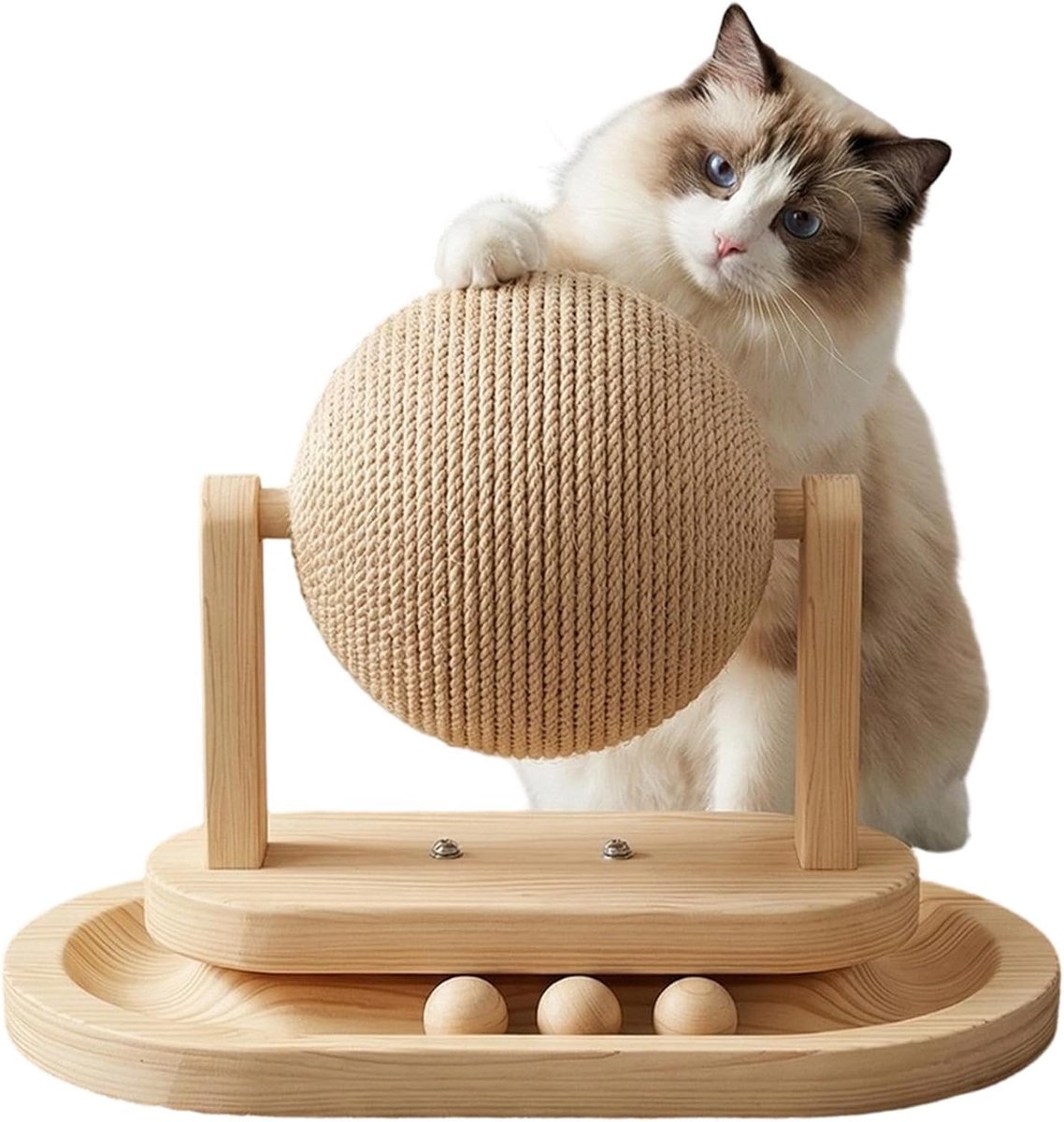 1 Krabbal voor huisdieren - 24×13×18 cm - Geschikt voor kittens en binnenkatten - Geschikt voor diverse omgevingen, zoals huizen, kantoren en dierenverblijven - Houtkleur