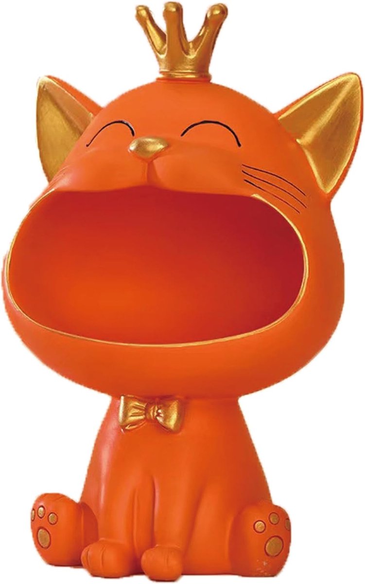 SnelShoppen - Smiling Cat Figuren Beeld Gelukkige Kat Statue Sleutelopslag Box Fortuna Kat Sculptuur Decoratieve Katten Cadeau voor Woonkamer Thuis Ha