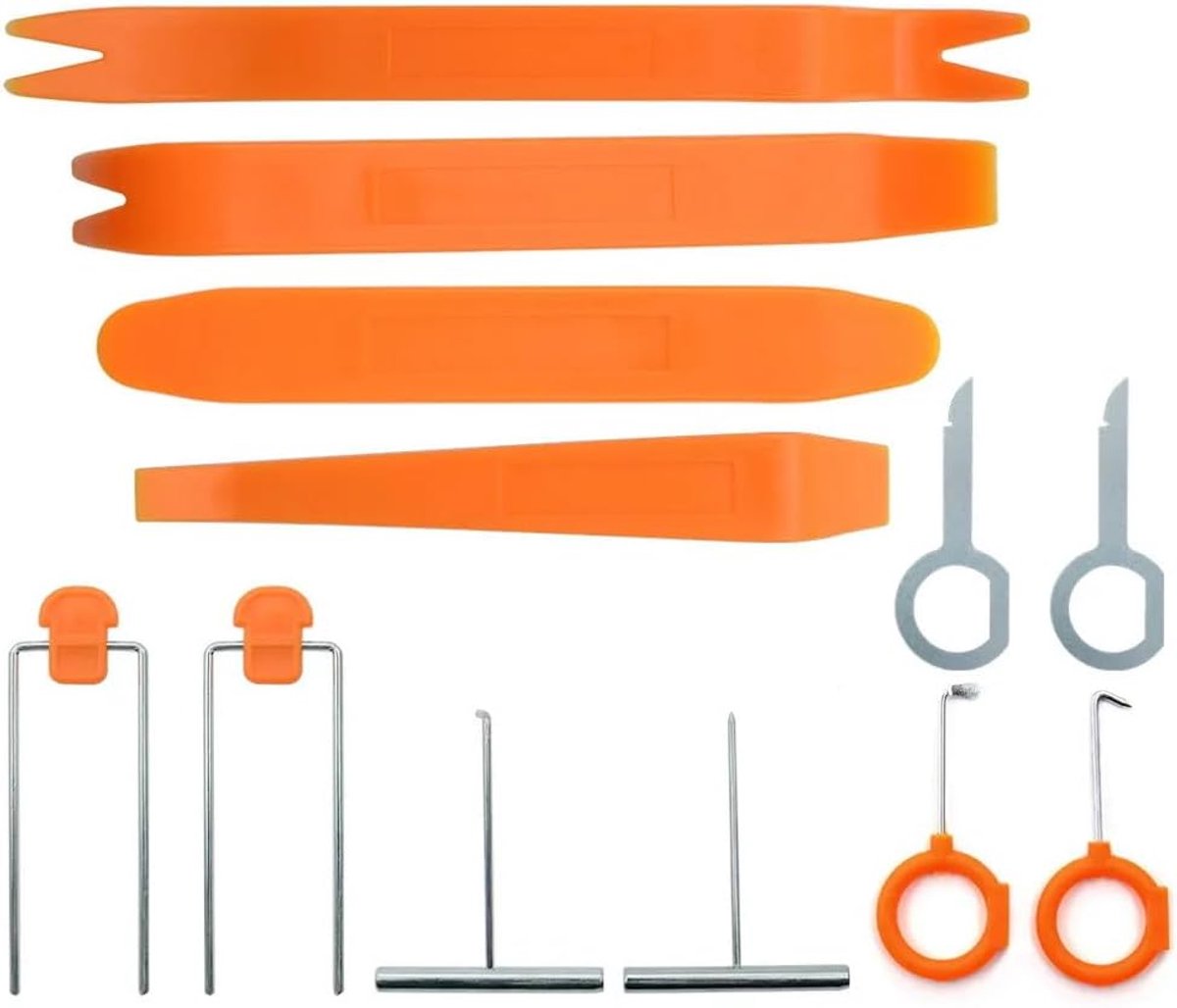 SnelShoppen - 12-delige Car Radio Audio Stereo Demontage Gereedschap Set - Trim Wedges, Loosening Tools, Ergonomisch, Veilig, Oranje - Voor Auto Inter