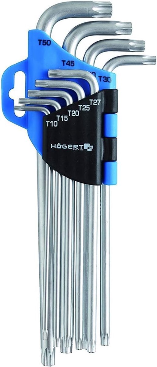 SnelShoppen - Torx Schroevendraaier Set 9 Stuks T10 tot T50 - Chrome Vanadium Staal - Duurzaam en Slijtvast - Handgereedschap voor Klussen, Onderhoud