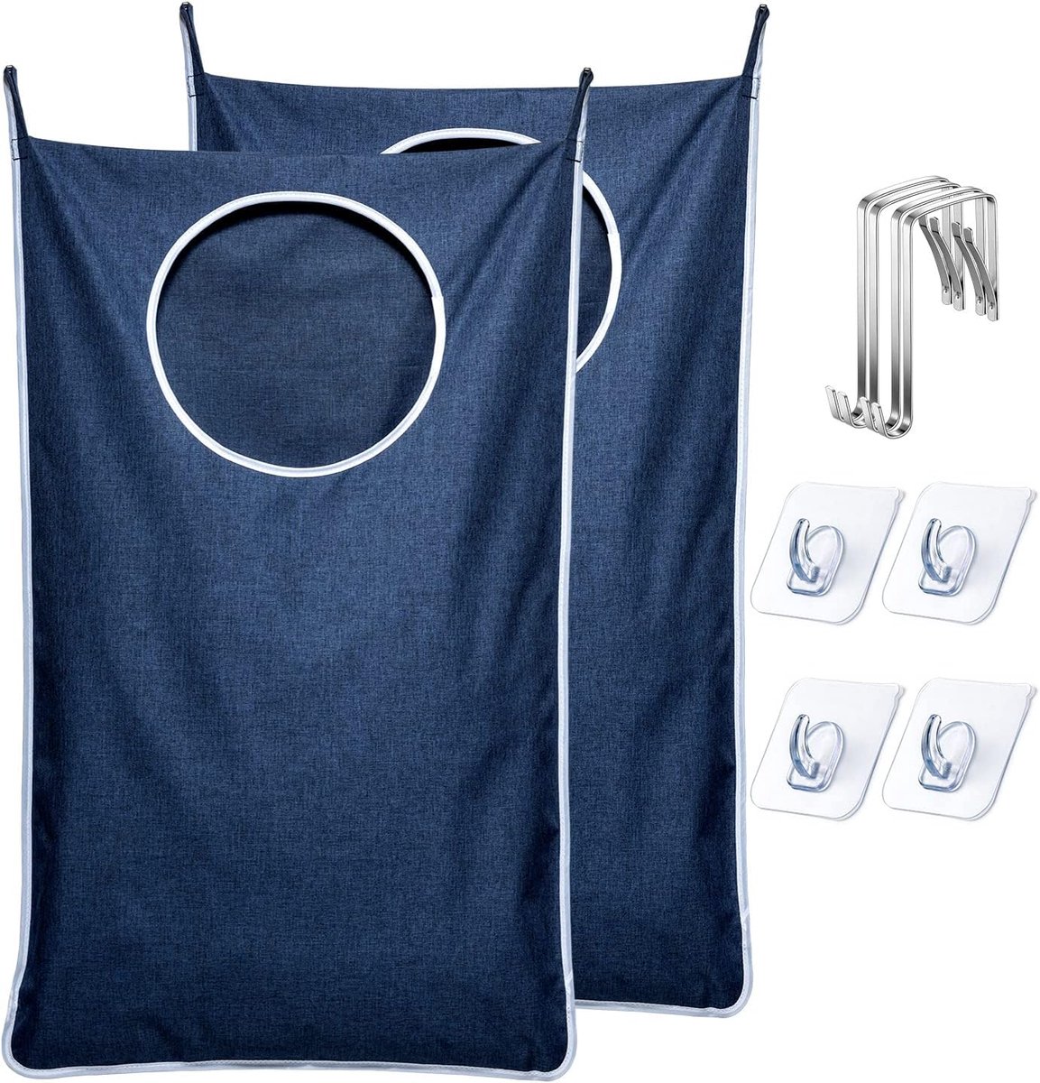 KZQ Set van 2 Opbergzak – Waszak – Hangende opbergzak – Inclusief accessoires – Geschikt voor het opbergen van kleding, speelgoed en handdoeken – Blauw