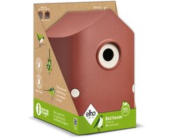 Elho Cosy Bird House 18cm - Vogelhuisje voor Tuin of Balkon - Geschikt voor meer dan 11 Soorten - 100% Gerecycled Plastic - L17.6 x B18 x H23 cm - Toscaans rood
