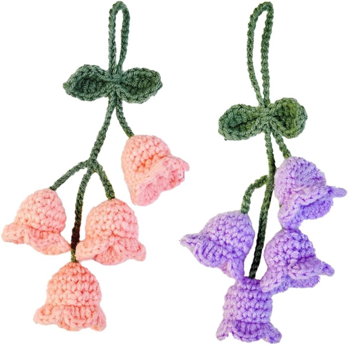 SnelShoppen - 2pcs Auto Achteruitkijkspiegel Hangers Knitting Lelietje-van-Dalen Decoratie Auto Schattige Interieur Accessoires Verjaardagscadeau Kers