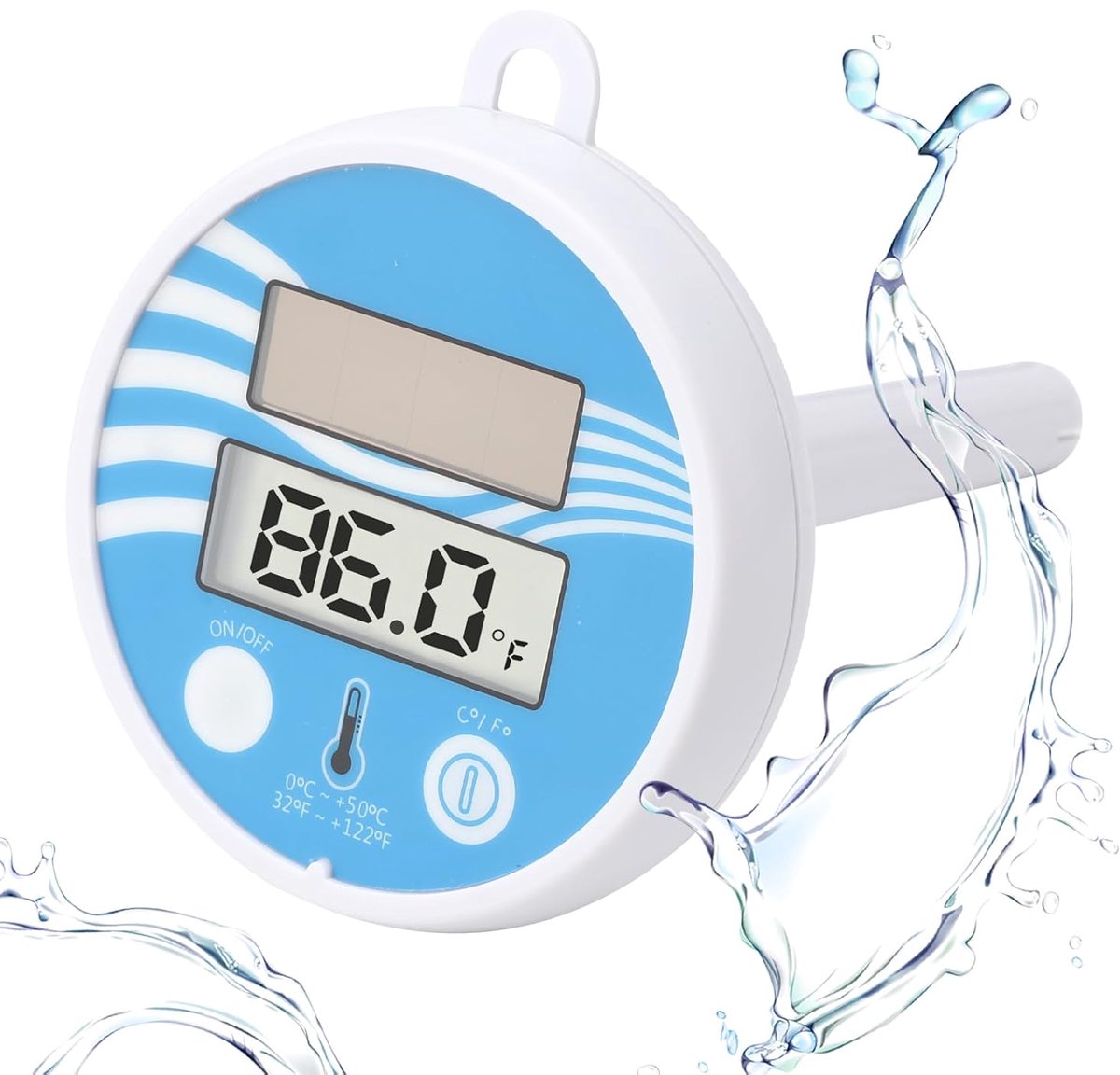 SnelShoppen - Drijvende Zwembadthermometer - Digitale Waterthermometer voor Badkuip, Whirlpool, Aquarium en Vijver - Kunststof - 14x8x8 cm - Voor Binn