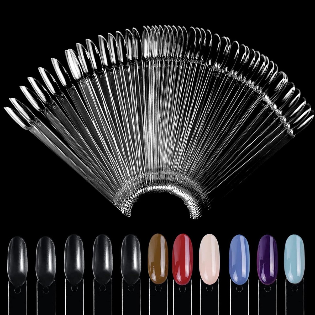 SnelShoppen - 100 Stuks Transparante Nagelstickers - Nail Art Tip Ringen voor Presentatie en Oefening - DIY Nagelkunst Ovalen Vorm - Hoge Kwaliteit vo