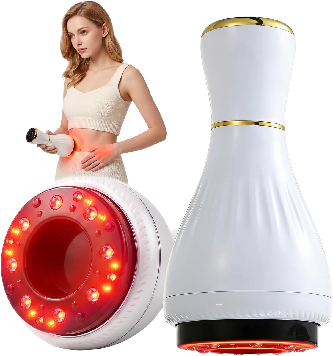 SnelShoppen - Elektrisch Massage Apparaat Tegen Cellulitis met 30 Niveaus, Roodlicht Verwarming, Magnettherapie, USB Oplaadbaar voor Lymfedrainage van