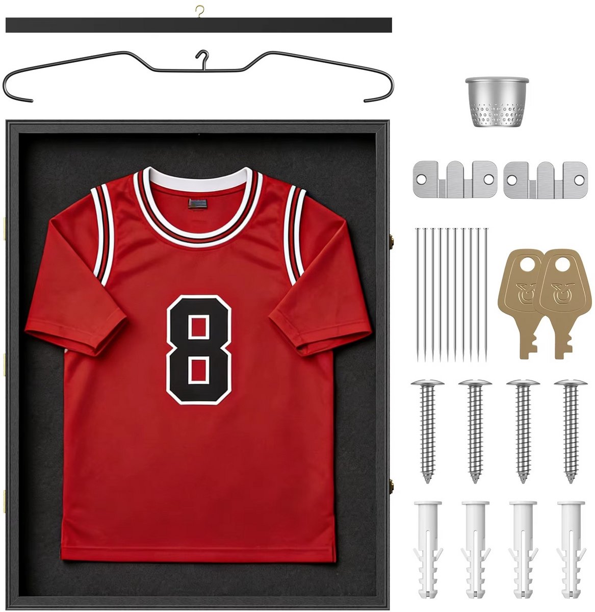 JOYNEXTBUY – Voetbalshirt Frame 70×90cm – DIY Sportshirt Display Frame – Met Anti-Diefstalslot – Dennenhout & Acryl - Sportshirts
