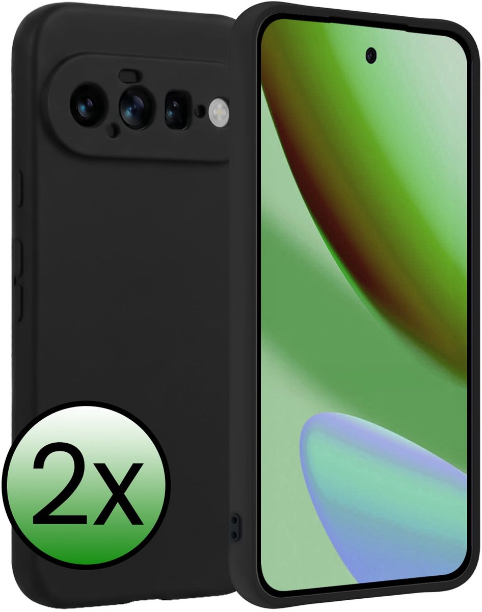 Hoesje 2 Stuks - Geschikt voor Google Pixel 11 - Sterk & Shockproof - Case Siliconen - Back Cover - Telefoon Hoes - Zwart