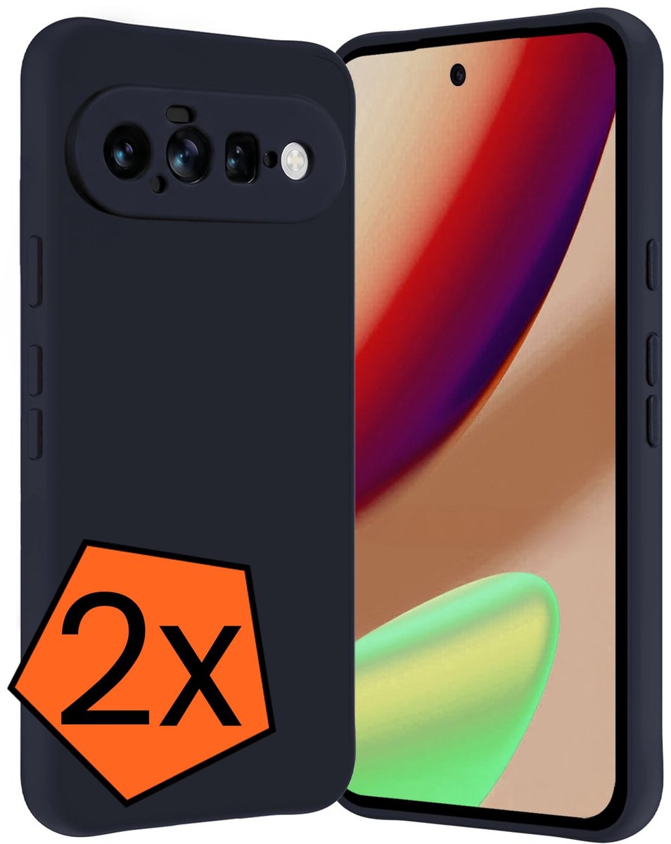 Hoes - 2 Stuks - Geschikt voor Google Pixel 11 - Sterk & Shockproof - Case Siliconen - Back Cover - Telefoon Hoes - Donkerblauw