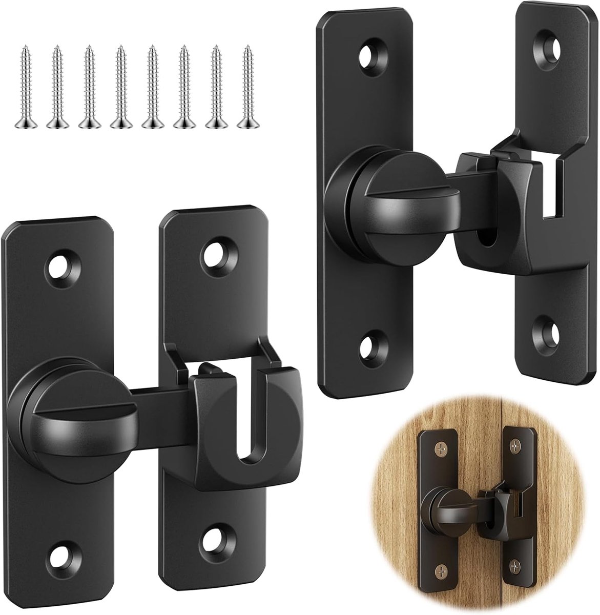 SnelShoppen - Luminous Deurslot, Schuifslot met Latch, Deurslot voor Venster, Schuifhandgreep voor Badkamer, Toilet, Schuur, Slaapkamer, Klikslot (Zwa