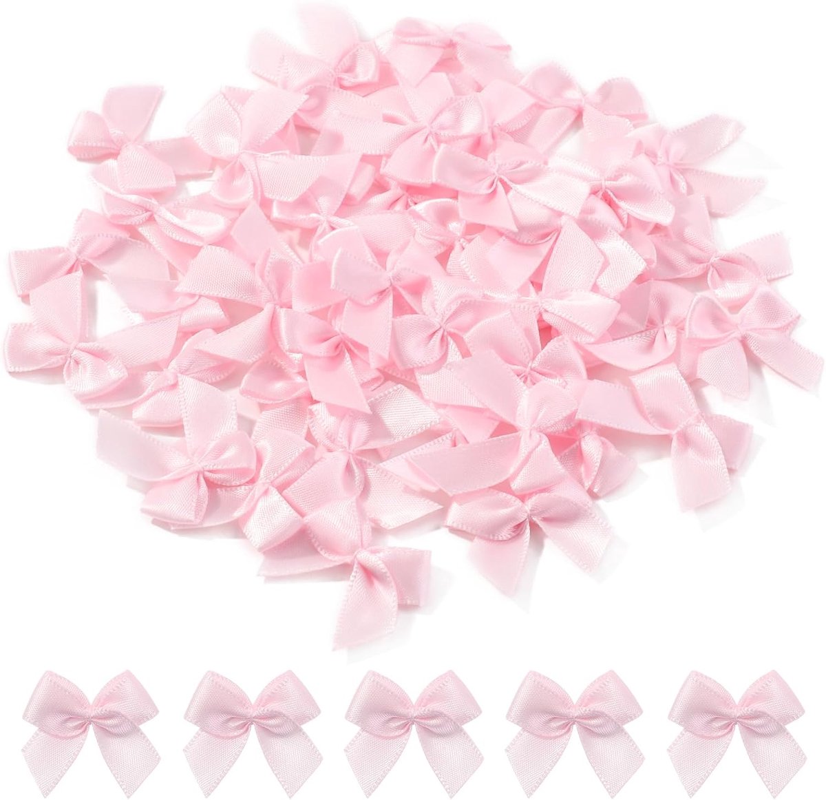 SnelShoppen - 100PCS 1inch Mini Roze Satin Strikjes - Kleine Decoratieve Bows voor DIY, Cheer Pins, Kleding, Haarsieraden, Huwelijksgeschenken, Cadeau