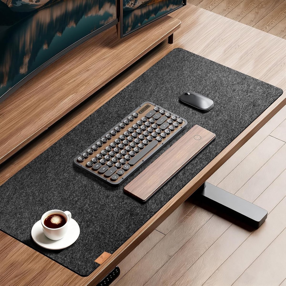 SnelShoppen - Grote Vilt Bureau Mat 100x40 cm - Donkergrijs - Antislip Bureau Ondergrond - Comfortabele Muismat - Ideaal voor Kantoor en Thuiswerk