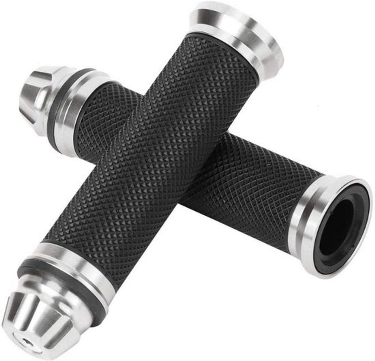 CNC rubber handvatten voor motorfiets 7/8 inch stuur, zilver, geschikt voor Vespa ET2 en Vespa 50 Special, verwarmde handgrepen voor optimaal comfort