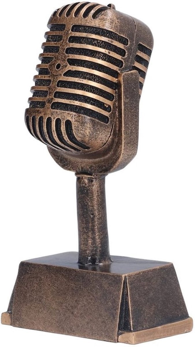 Trofee Microfoon Ornament - Award Trofee - Tafel Decoratie - Kunststof Hars - 16,5 cm - Ideaal voor Feesten - Prijsuitreiking