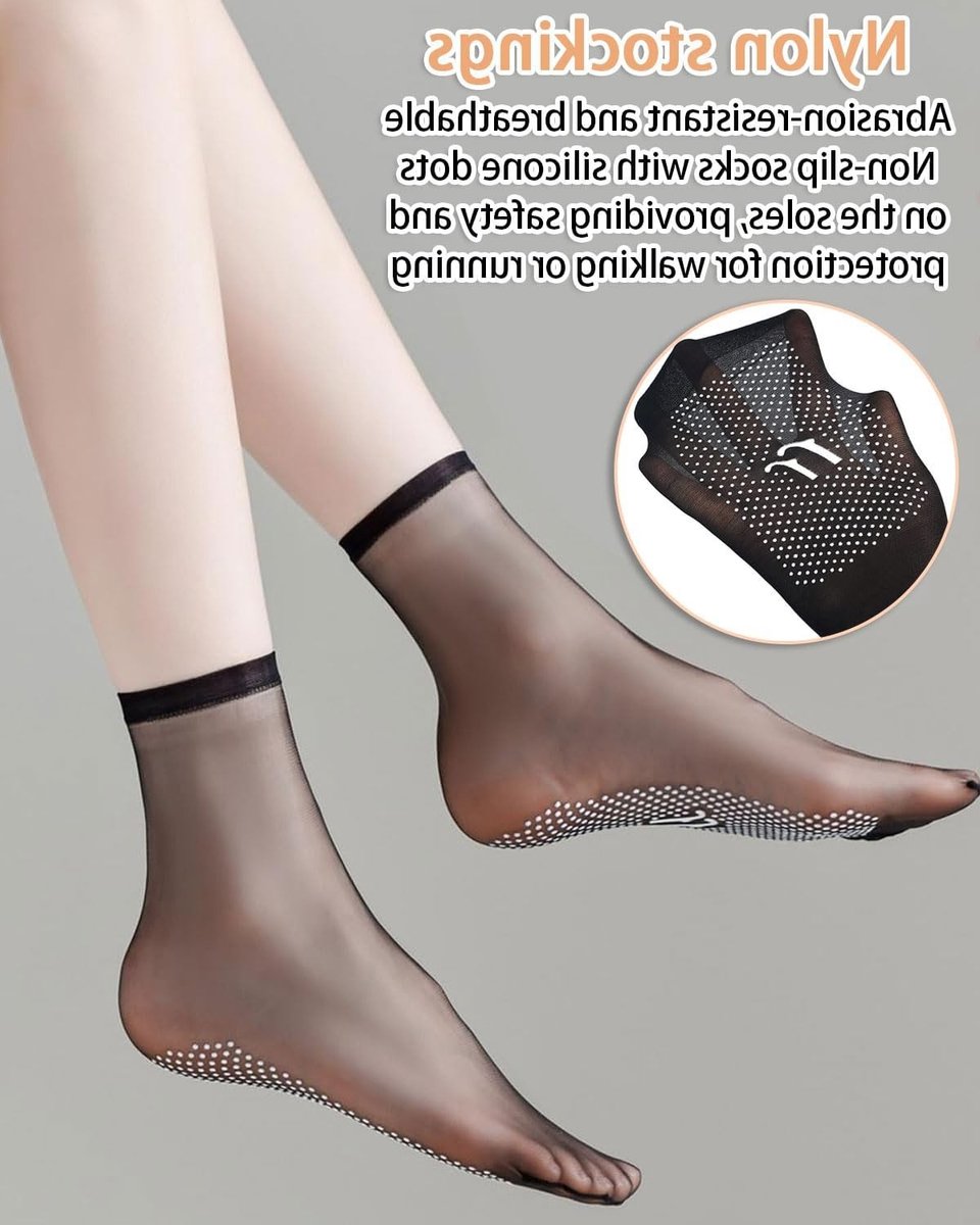 Ultra-dunne ademende nylon kousen voor dames met antislip siliconen onderkant, transparante sokken voor vrouwen en meisjes