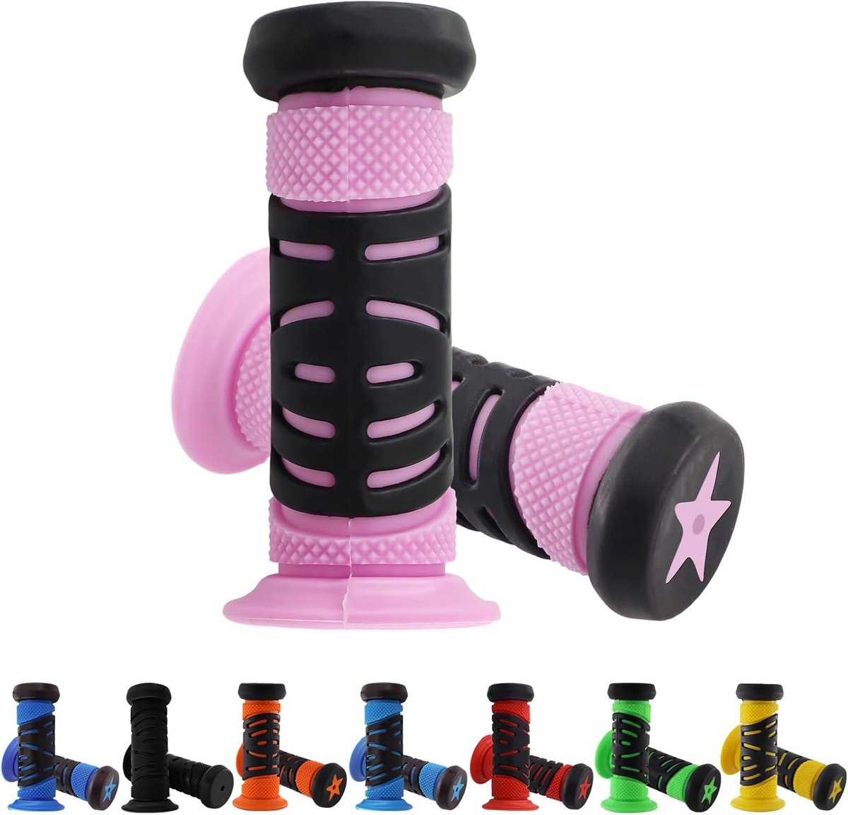 SnelShoppen - Kinderfiets Handvatten - Veiligheidsbescherming - Rubber Handgrepen - 22mm Diameter - 95mm Lengte - Roze - Voor Fiets, Step, Loopfiets