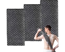 SnelShoppen - 3-delige Japanse Rug Scrubber, Exfoliërende Douchetowel, Extra Lange Towel voor Gezicht en Lichaam, Zwart, Voor Volwassenen en Kinderen