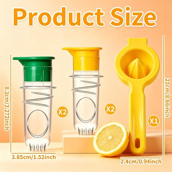 SnelShoppen - 5 stuks Citroenpers Set - Draagbare Limoenpers - Kunststof Citruspers met Schenktuit - Handmatige Sapcentrifuge voor Citroenen en Sinaas — afbeelding 5