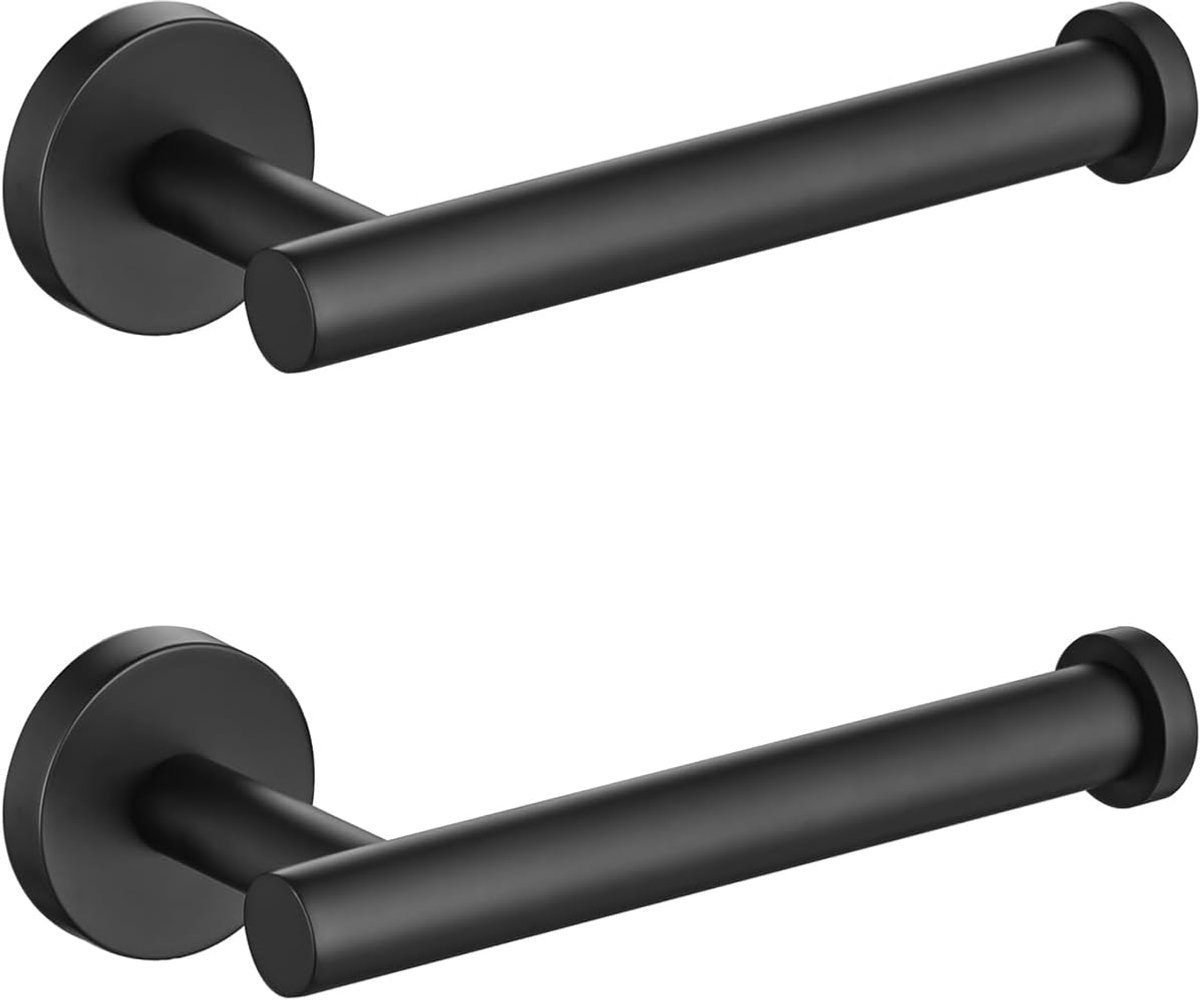 SnelShoppen - WC-rolhouder wandmontage roestvrij staal SUS 304 waterdicht rotatiebestendig toiletpapierhouder mat zwart 2 stuks voor badkamer