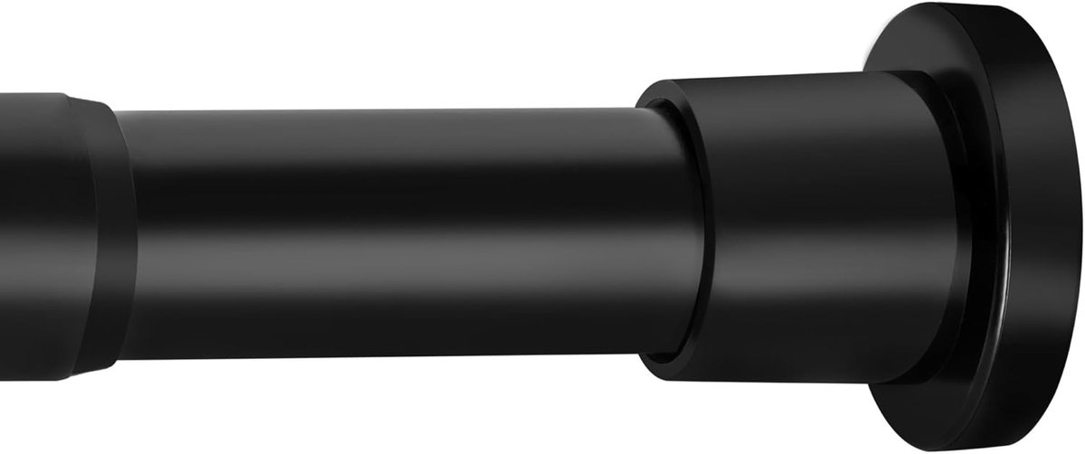 SnelShoppen - Douchegordijnroede Zwart zonder Boren Uitschuifbaar Telescopisch 73-224 cm voor Douchecabine, Badkamer, Raam, Gordijnroede