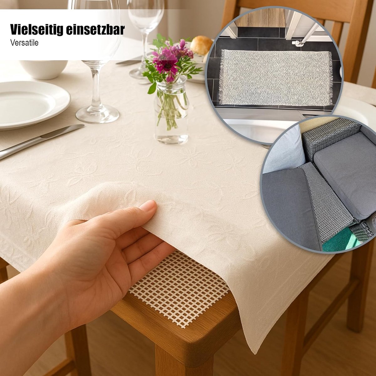 SnelShoppen - Antislipmat voor Tapijten, Meubels, Tafelkleden, Onderlegger Vloerkleed Ø 240 cm, Antislip Plakmat Wit, Snijdbare Lade Mat