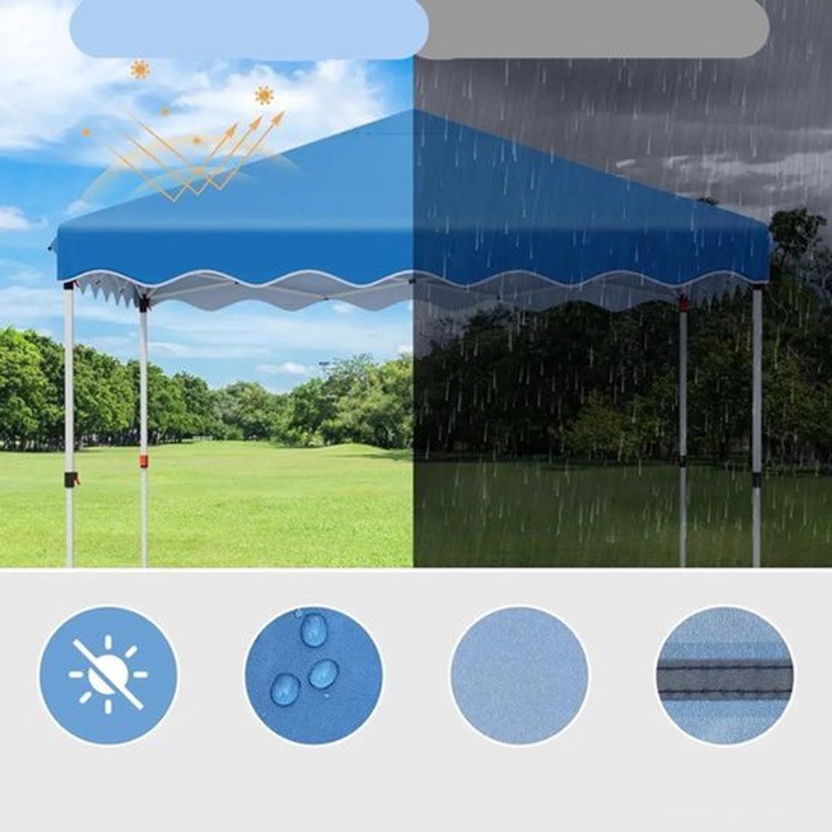Paviljoen Partytent - Partytent - Opvouwbaar - Gemakkelijk op te zetten - Waterdicht - 300 CM x 300 CM - Blauw