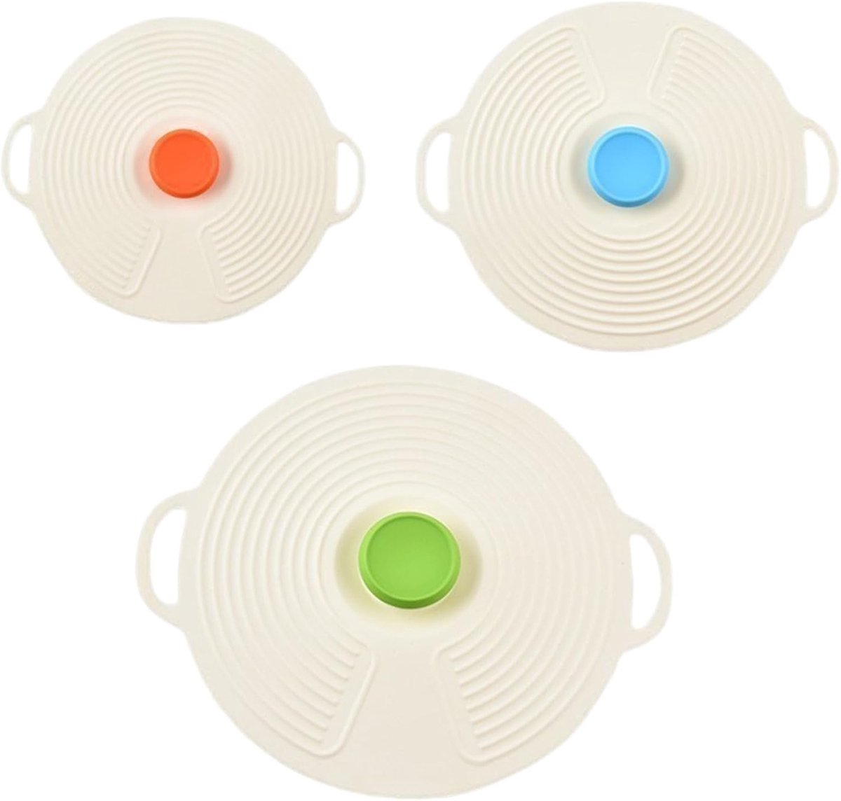 Siliconen Deksel Set - Voedselhoezen - Voedsel Bewaren - Hitte- en Koudebestendig - 3 Maten - Beige
