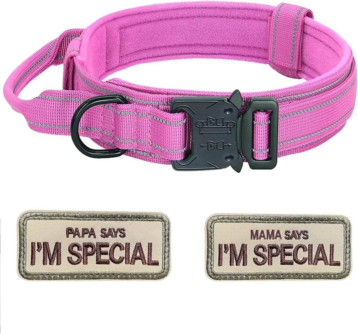 SnelShoppen - Verstelbare Hondenhalsband met Controlehandgreep - Tactical Nylon Padded Halsband voor Medium en Grote Honden - Jacht, Training, Buiten