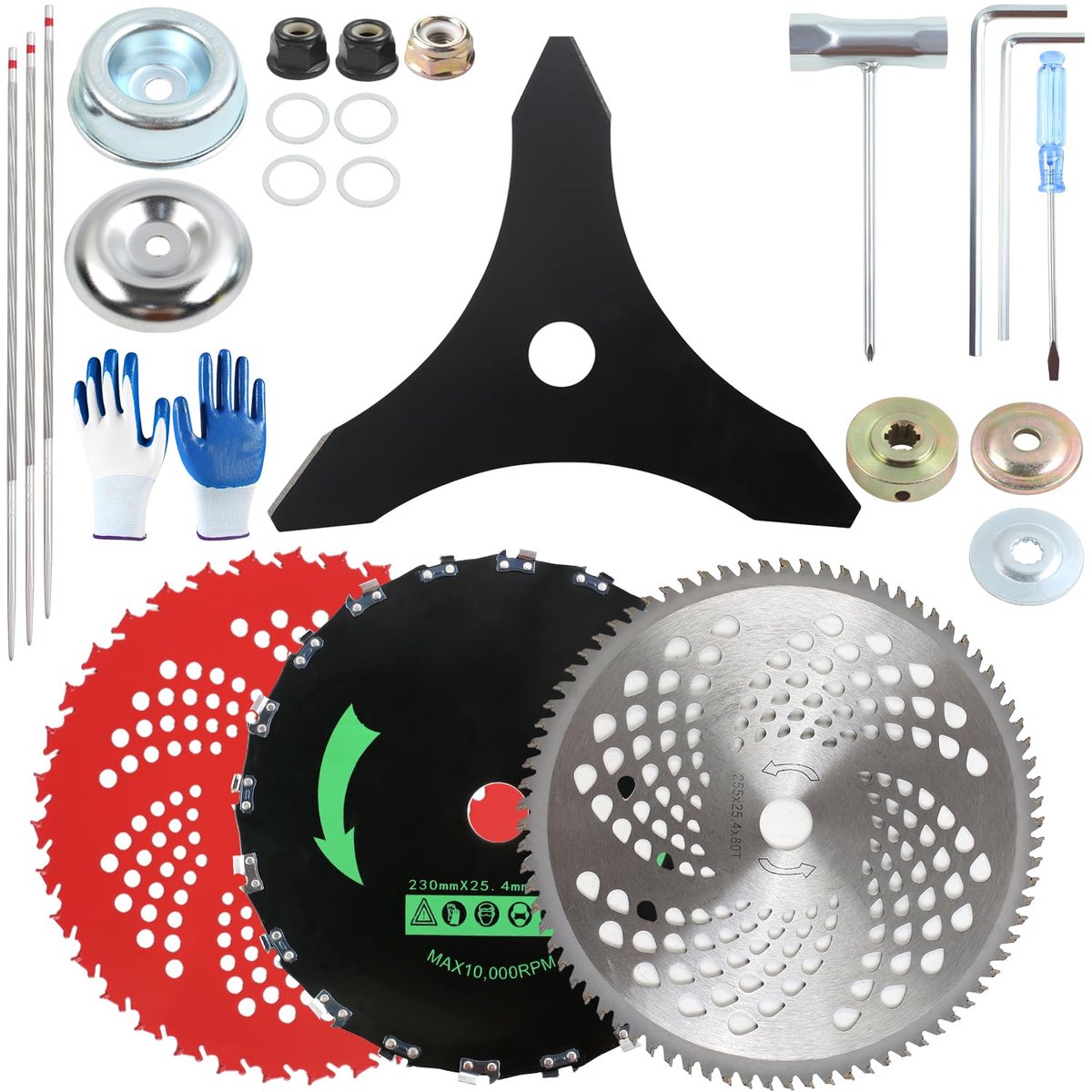 SnelShoppen - Set van 4 bosmaaiers zaagbladen 230/255 x 25,4 mm hardmetaal cirkelzaagbladen 3T/20T/36T/80T voor cirkelzagen en bosmaaiers accessoires