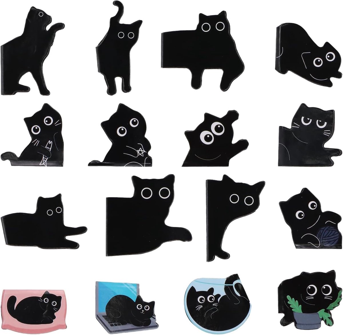 SnelShoppen - 16 Stuks Schattige Kat Magnetische Vouwbare Boekenleggers voor Kinderen, School, Studenten, Creatief Cadeau voor Boekliefhebbers en Katt