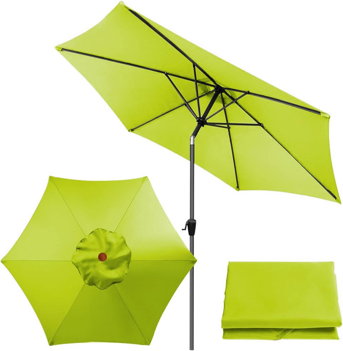 SnelShoppen - Vervangende Parasolhoes 3M - Waterdichte & UV-bestendige Tuinparasol Cover voor 6 Armige Parasol - Groen - Ideaal voor Tuin, Camping & F