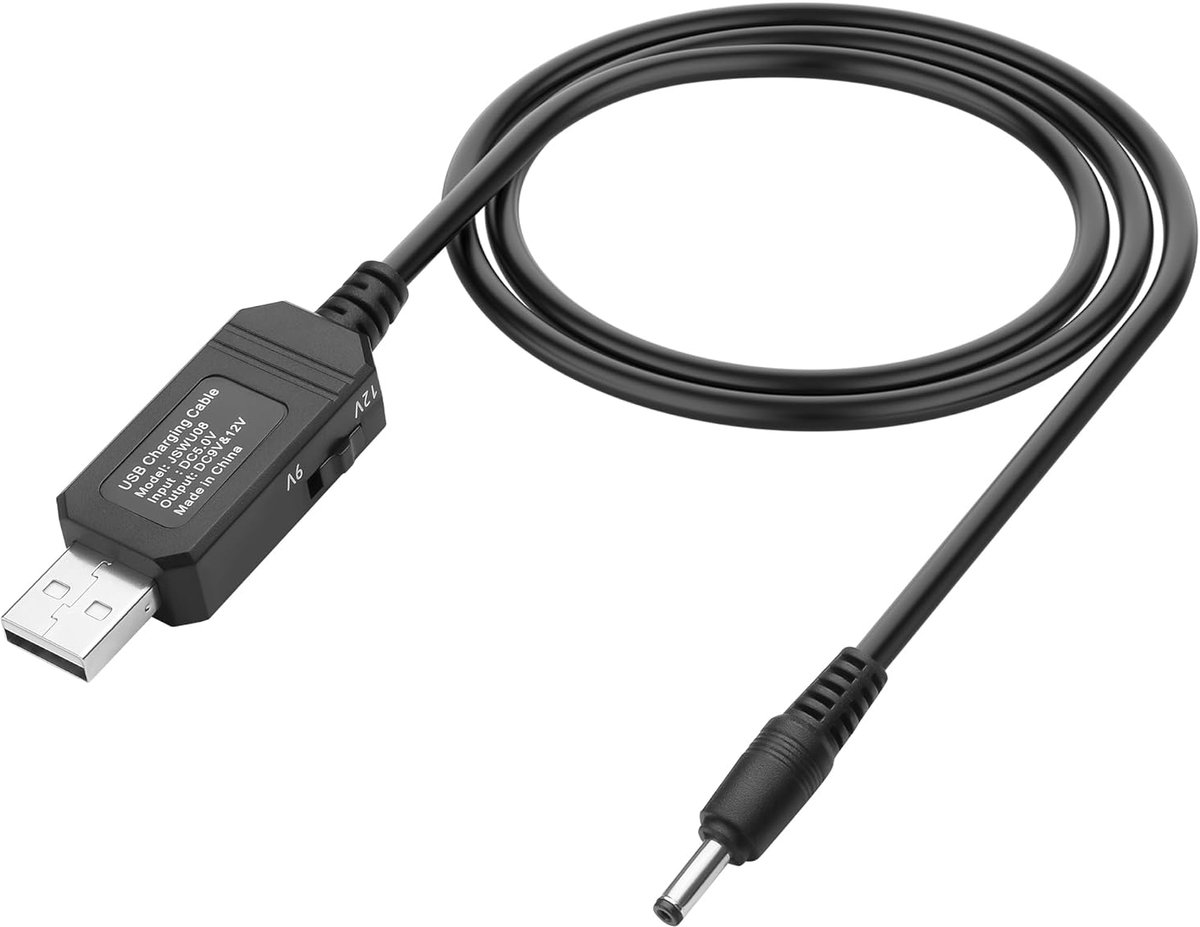 SnelShoppen - USB 5V naar 9V/12V DC Step-up Kabel met Schakelaar, USB-A naar DC 3.5x1.35mm Spanning Verhoger voor Camera, Router, Dashcam - 1M/3.28Ft