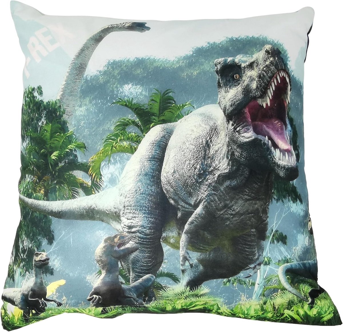 SnelShoppen - Kindercushion Cover 40x40 cm - Katoen - Decoratieve Kussenhoes voor Jongens en Meisjes - Dinosaurus Motief - Perfect voor Speelkamer en