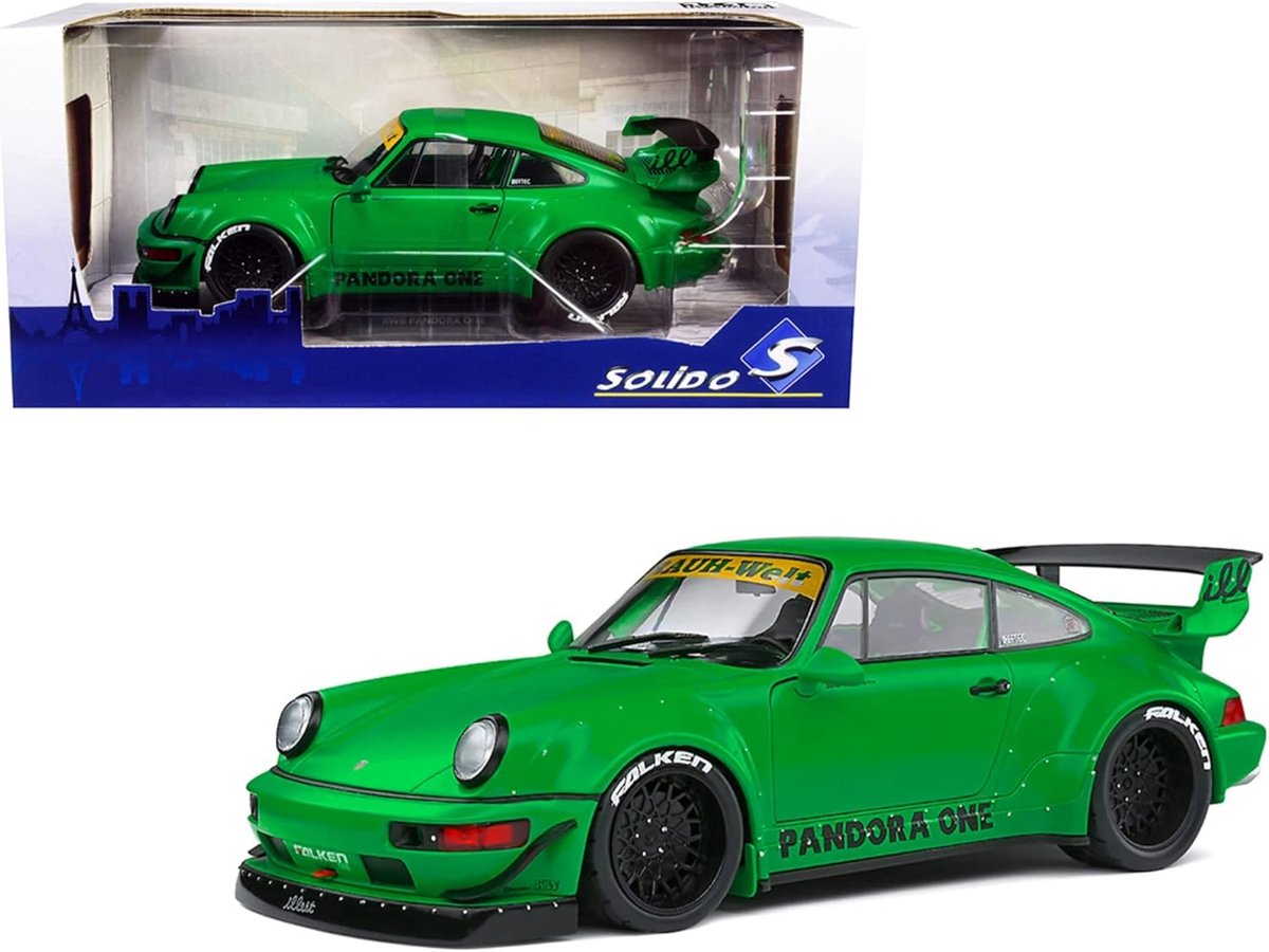 SnelShoppen - Collectible Miniatuur Auto 1:18 RWB Porsche 964 Pandora A Groen - Perfect voor Modelbouw, Verzamelaars en Cadeaus