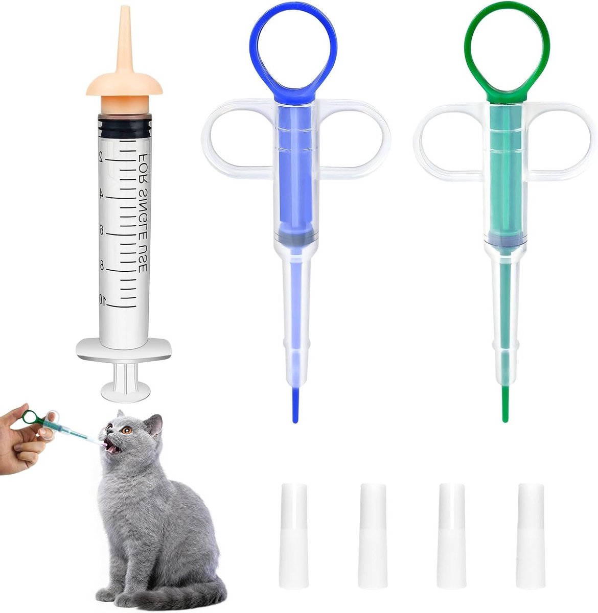 Set van 3 Voederinjectoren voor Katten en Honden, Siliconen Voederhulpmiddelen voor Dieren