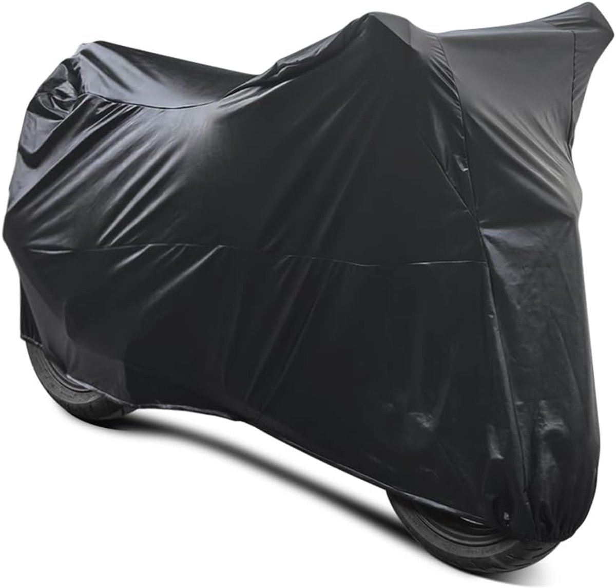 SnelShoppen - Universele Motorfiets Tarpaulin, Stretch Stof, Waterproof, Stofbescherming, Elastische Motorbedekking 245 x 104 x 125 cm, Zwart, Voor Bi