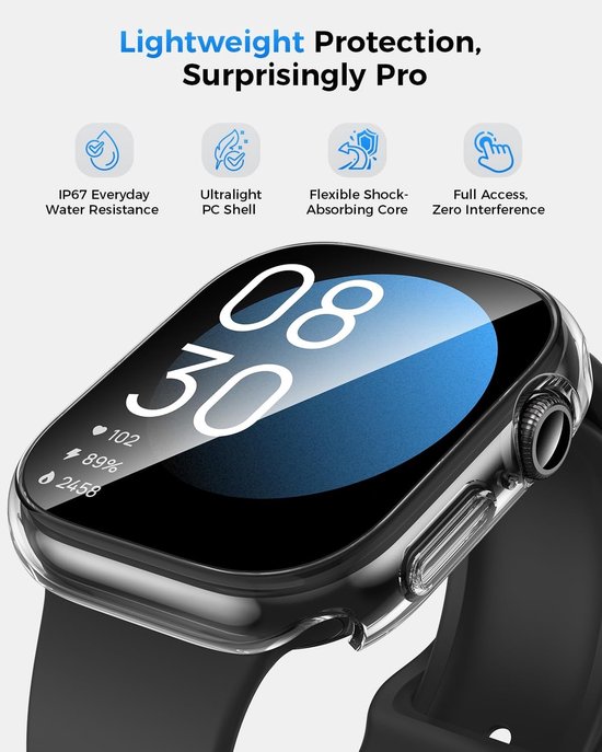 Screen Protector - Hoesje Transparant 42mm Geschikt voor Apple Watch Series 10 & Series 11 - 42mm Beschermmend Hoesje Full Cover Hard Case