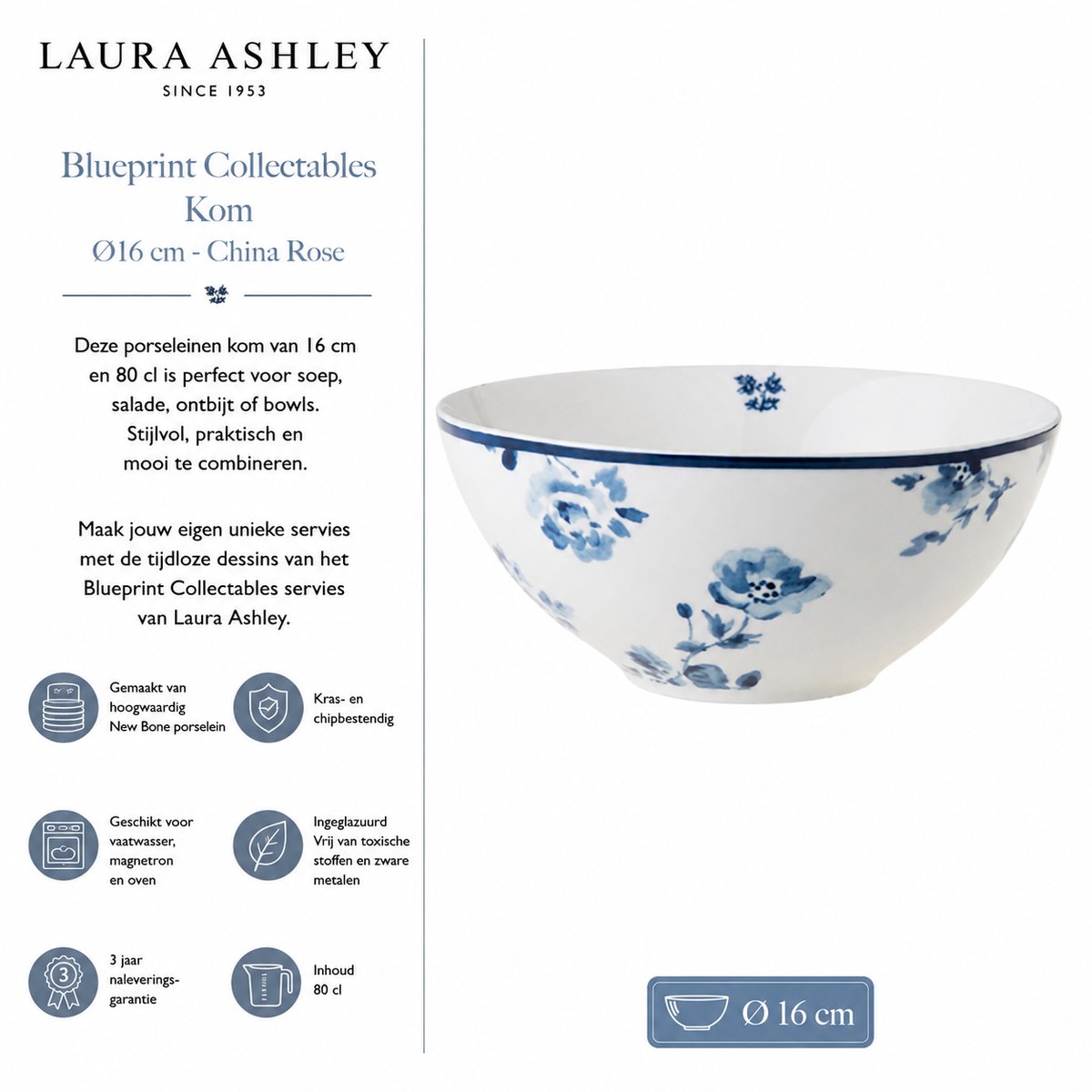 Laura Ashley Blueprint Collectables Kommen - Schaaltjes - Ø16 -cm - China Rose
