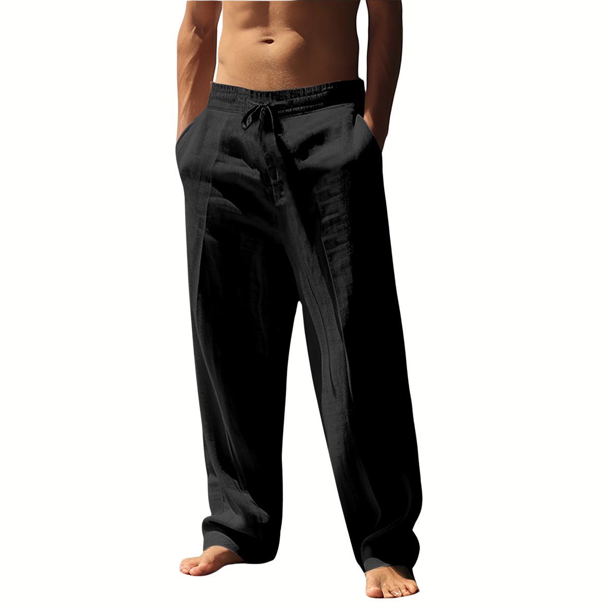Currero Linnen Broek Heren - Zomerbroek - Volwassenen - Lange Broek - Pantalon - Strandbroek - Zomer - Ibiza Stijl - Zwart XXL