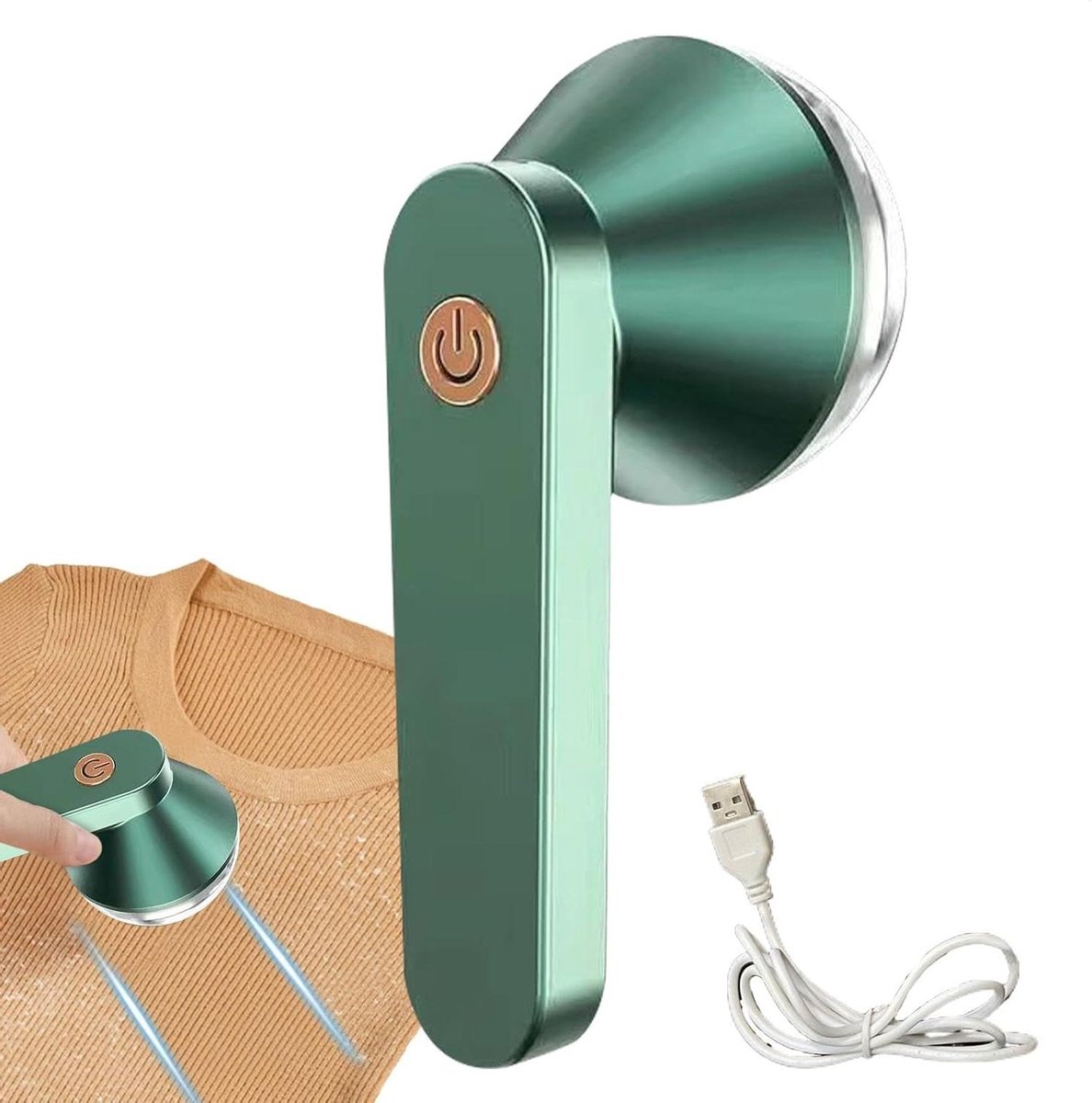 Oplaadbare Pluisverwijderaar - Kledingtrimmer Pluisjes - Kleding Onderhoud - 6 Roestvrijstalen Messen - 13.5 cm - Groen